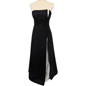 VTG 90s Women's Floral Beaded Michaelangelo Strapless Bridesmaid Prom Dress Sz 6